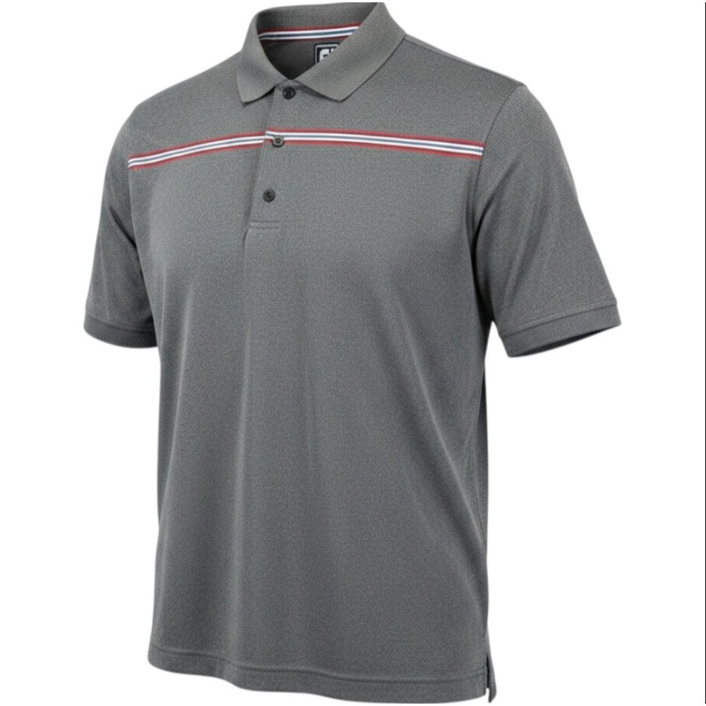 FootJoy Golf Polo Shirt Men XL Athletic Fit Gray Striped Performance Stretch EUC
